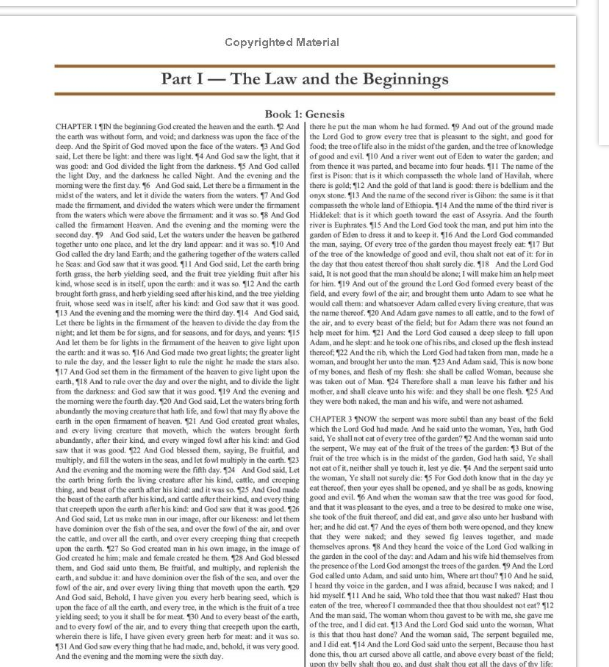 Screenshot of The TRUE Ethiopian Bible showing wall of microscopic text with no readable formatting