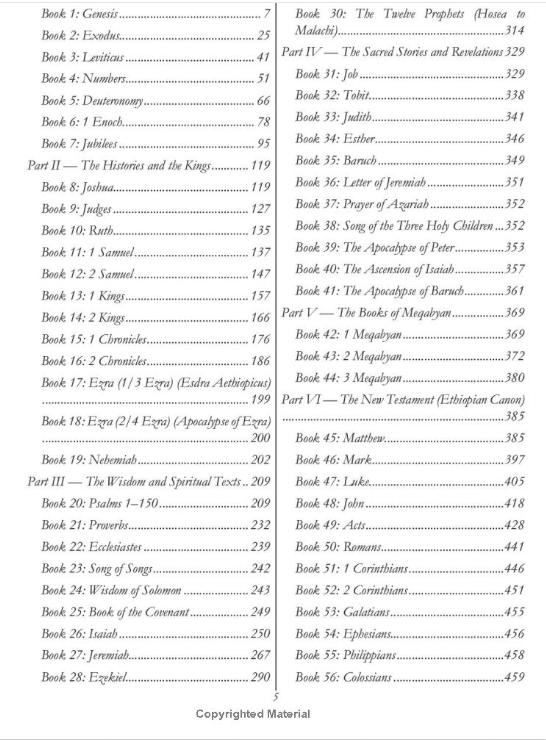 Table of contents page 1 showing book listings
